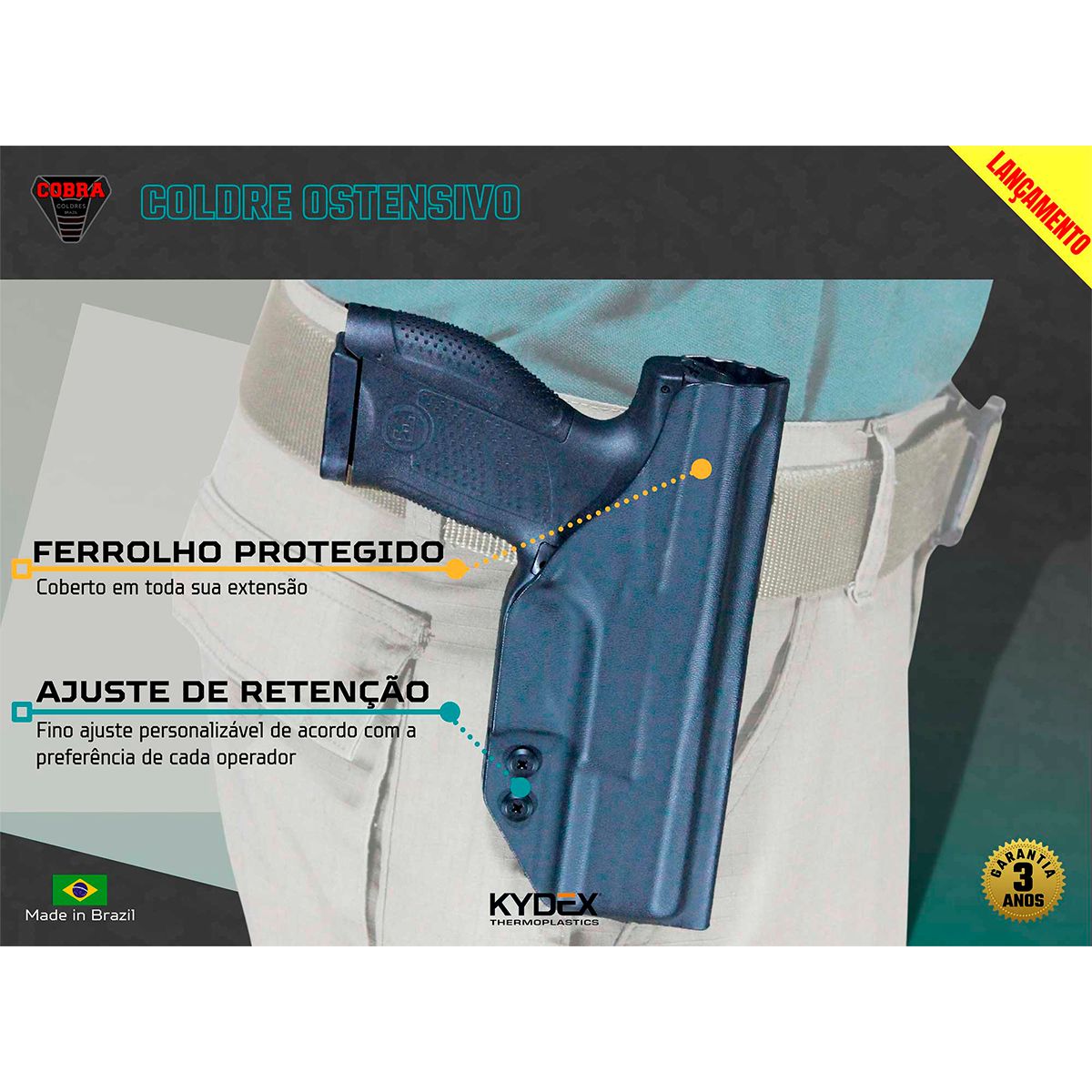 Coldre Ext Cobra Kydex Iwi Jericho 941F Destro Na Pesca Cia Armas