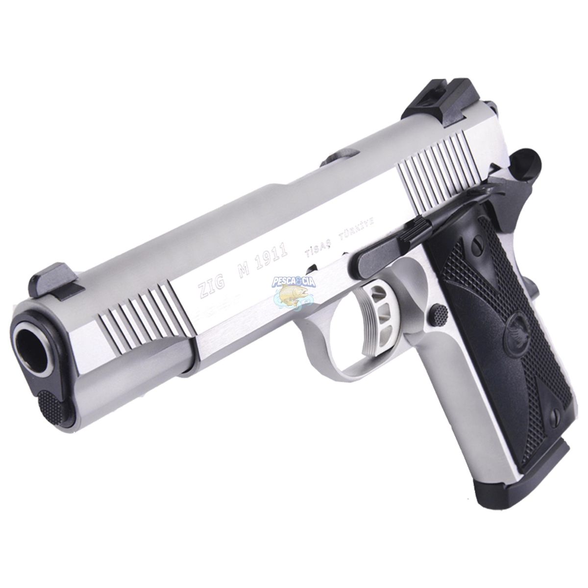 Pistola Tisas Zig M Stainless Cal Acp Tiros Cano Na Pesca