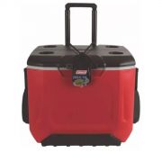 Caixa Térmica Coleman Rugged C/Rodas 55 QT 52L Vermelha