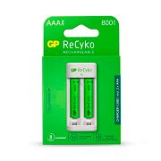 Carregador GP Recyko USB C/ 2 Pilhas Recarregáveis AAA Nimh 800MAH Ref. GPACSE211002