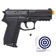 Kit Pistola Airsoft KWC Sig SP2022 CO2 Plástica 6mm + 1 Pacote de Alvo 14x14