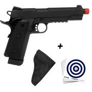 Kit Pistola Airsoft Rossi 1911 HI-CAPA Black Ops GBB 6mm + Capa de tecido + Pacote de Alvos 14x14cm