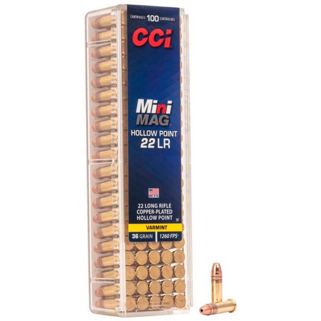 Munição  CCI CAL.22LR  MINI MAG HP Copper Plated 36gr REF. 31