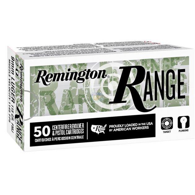 Munição Remington Range Cal.9mm Luger 124gr FMJ CX/50UN