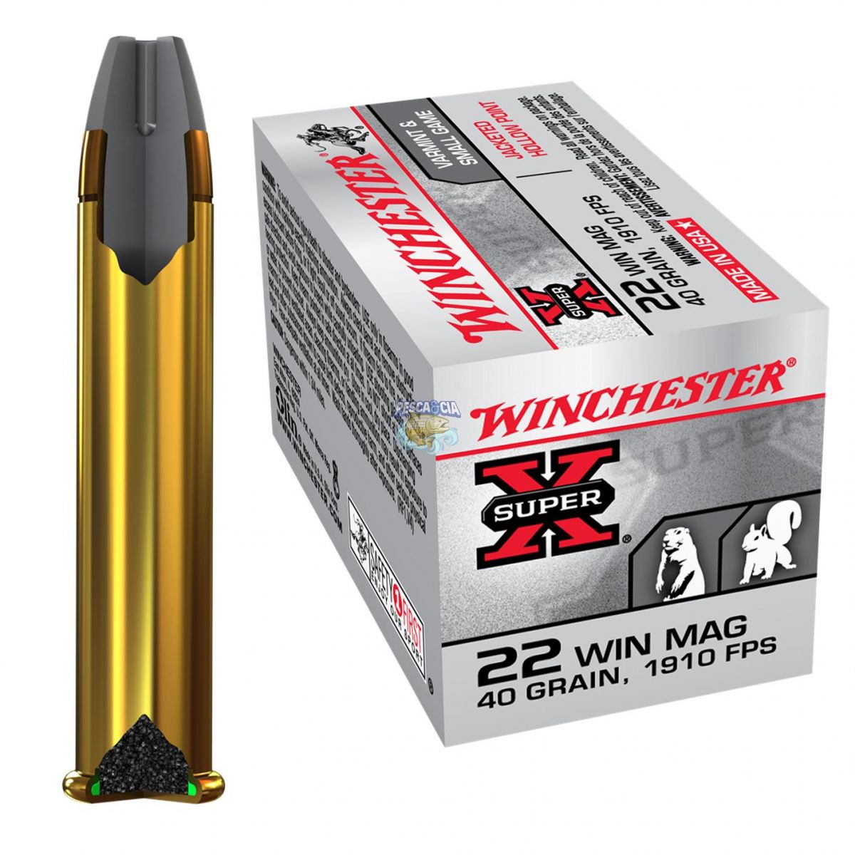 Munição Winchester SUPER X Cal.22WMR JHP 40GR CX/50 Unidades - X22MH Na ...