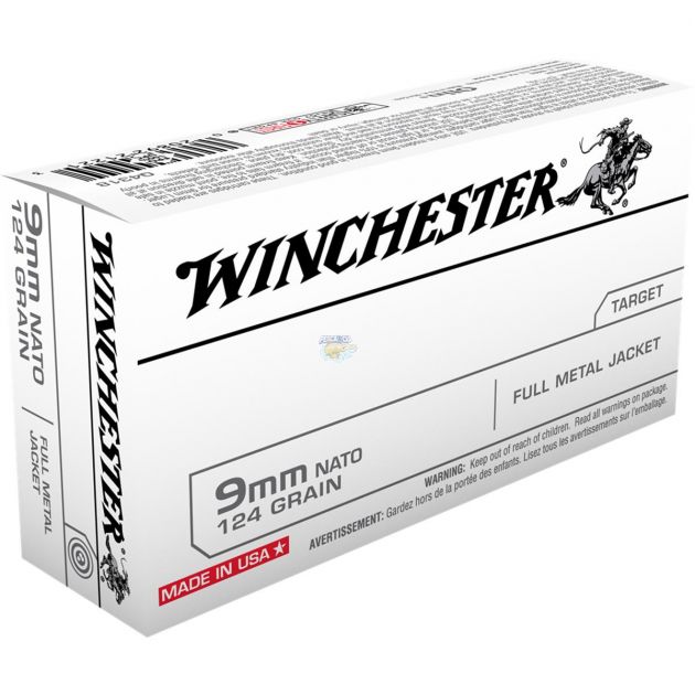 Munição  Winchester USA White Box OTAN Cal.9mm FMJ 124gr C/50un